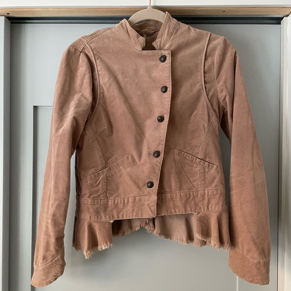 Women's Blush Free People Jacket with Ruffle Hem